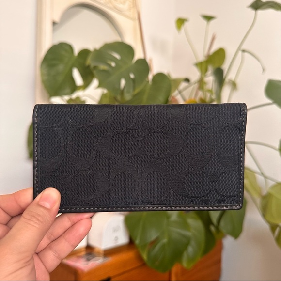 Coach Black Canvas check book - Picture 1 of 5